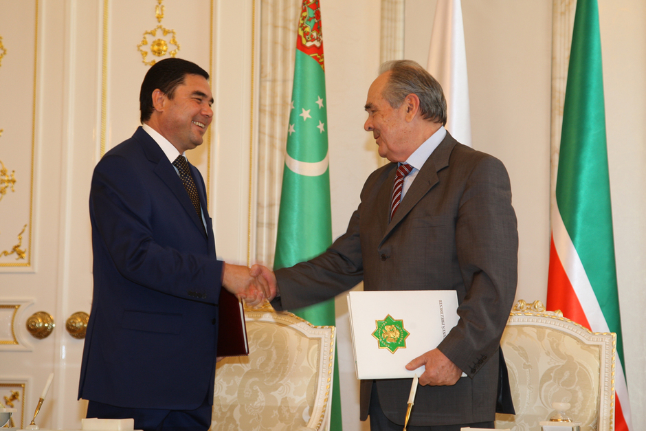 With the President of Turkmenistan, 2008