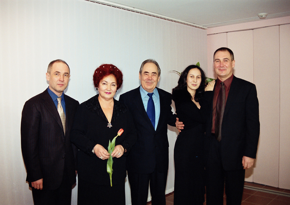 With his family, 2001