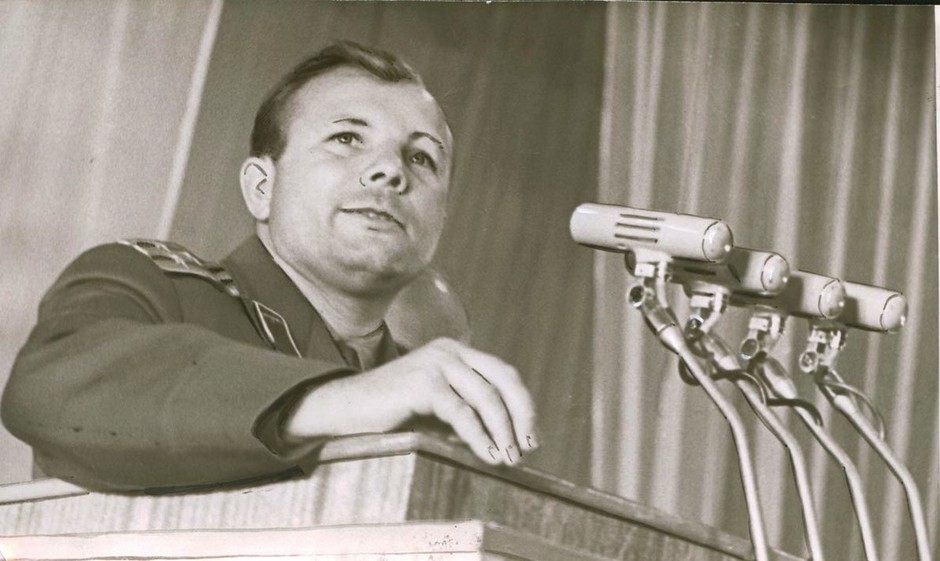 Yuri Gagarin speaking at the opening of the festival of Soviet-Japanese youth friendship, Kazan. August, 1967